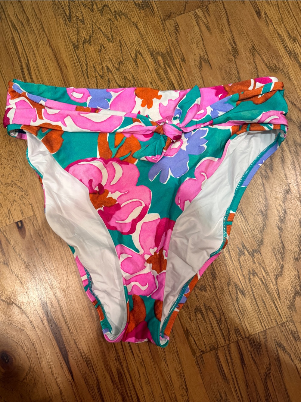 Sunshine 79 Floral High-Cut Bikini Bottom - Pink & Teal
